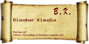 Blondner Klaudia névjegykártya